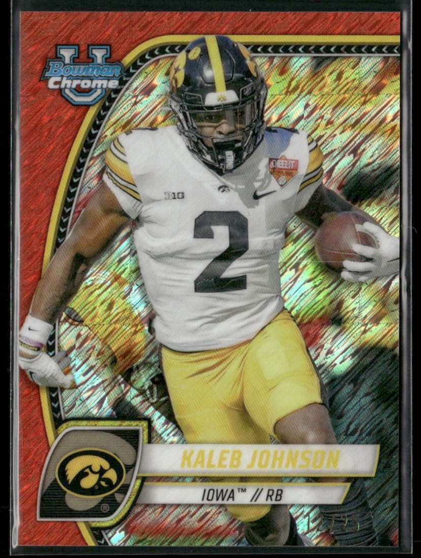 2024 Bowman University Chrome #112 Kaleb Johnson Orange Shimmer Refractor #/25