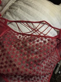 Victoria's Secret Bra Panty Set Red 36D Push Thong Med Set Nwt Sexy Retail $70