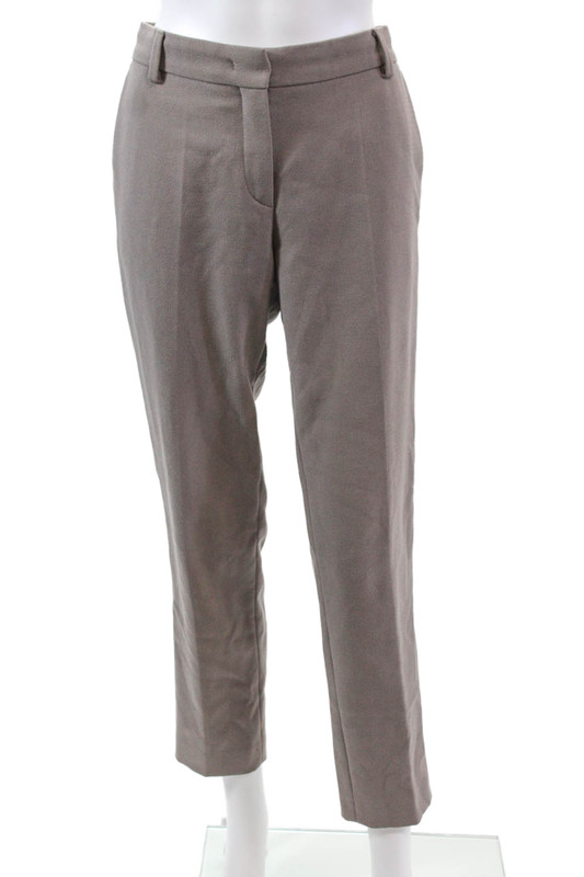 Rene Lezard Womens High Rise Zip Up Slim Leg Dress Pants Beige Size EUR 38