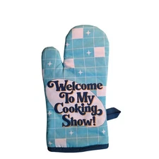 Blue Q "Welcome To My Cooking Show!" oven mitt NWT