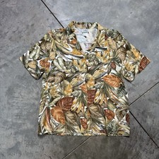 Vintage Rayon Hawaiian Floral Mens Medium Shirt 80s Button Up Boxy Camp Collar