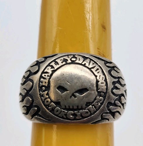 Harley Davidson Willie G Men's MOD Sterling Silver Flaming Skull Ring Size 9.5