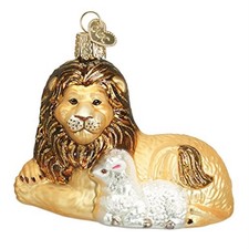 Old World Christmas Lion And Lamb Glass Ornament FREE BOX 12086 New