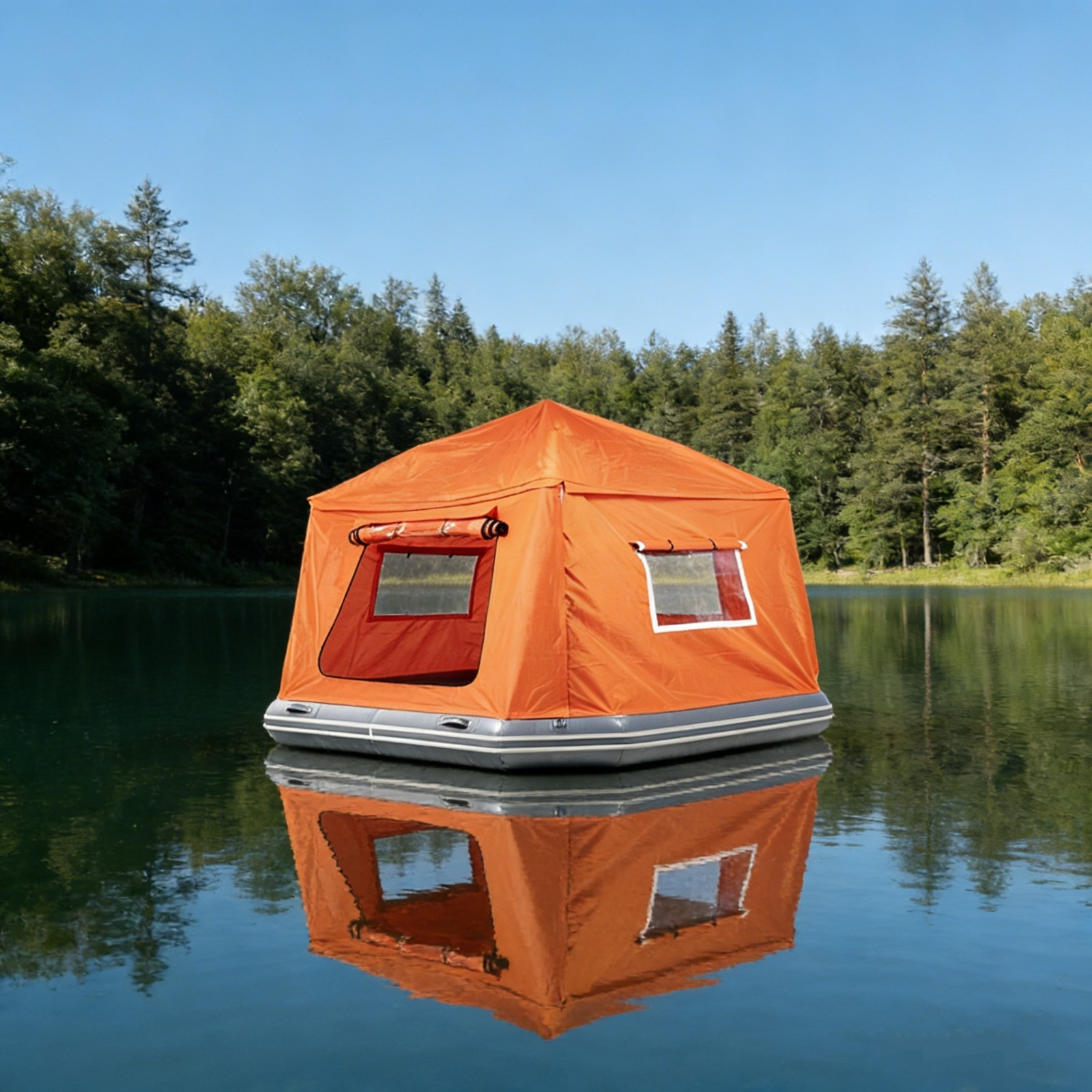 Camping Rft Inflatable Floating Camping Tent PVC Shoal Family Camping Water Raft ...