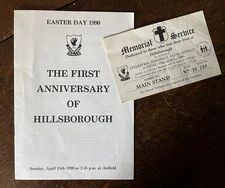 First Anniversary Hillsborough Disaster 1990 Programme + Ticket. + Mrs Shankly