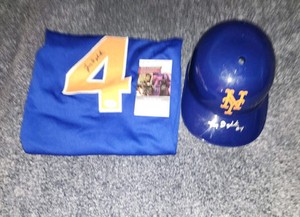Lenny Dykstra Hand Signed Helmet &  Baseball Jersey  - New York Mets 