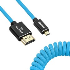 12-18 Inch Micro HDMI to Full HDMI Cable Coiled for Atomos Ninja-V Spring Canon