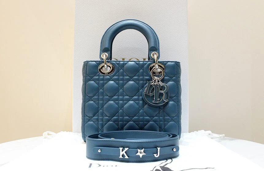Petit sac fourre tout bleu bandoulière Dior Lady My ABC M0538 133111321