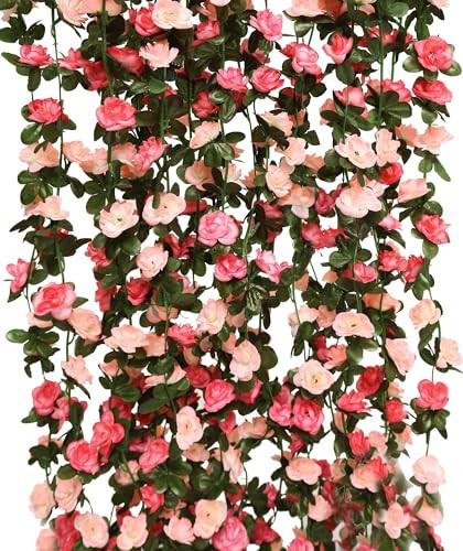8pcs 65.6Ft Flower Garland, Fake Rose Vine Artificial Flowers 8PC 8pc-pink - Picture 1 of 7