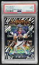 2023 Panini Select C.J. Stroud Zebra Prizm Die Cut SSP RC Concourse #41 PSA 9