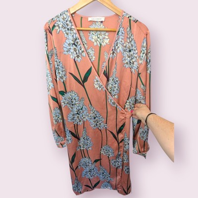 Sofia Schnoor Womens Dress Pink/Peach Knee Length Wrap Floral Dress XL