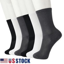 US STOCK 6 Pairs Diabetic Crew Socks Non-Binding Loose Fit for Women  Men 9-15