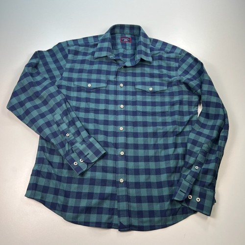 UNTUCKit Button Up Hemd Herren Large grün kariert Flanell Baumwolle knitterfrei