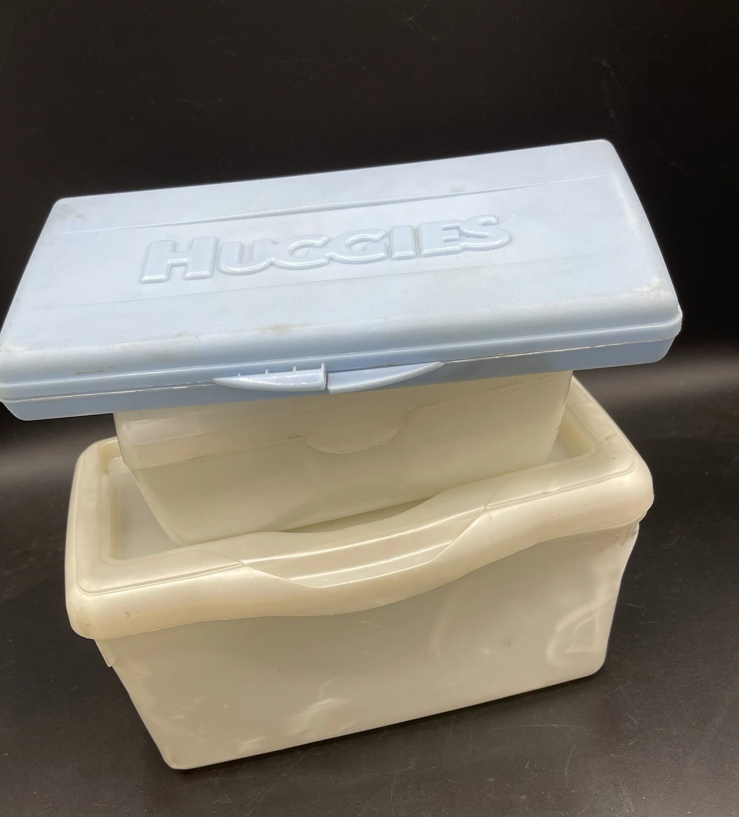 Vtg. 3 Huggies Travel & Full Size Baby Wipes Plastic Storage Containers Reusable