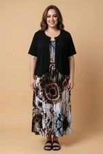 Studio 1 Women’s 20W Maxi Dress & Shrug Set Vintage 90s Brown Black Cream