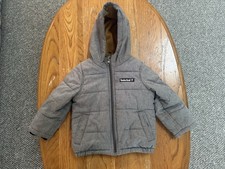 Timberland Boys Puff Hooded Fleece Lined Gray Full Zip Jacket Size 3T