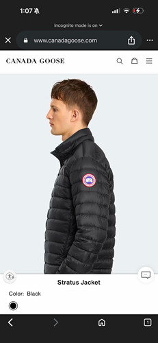 Canada Goose Men's Black Down Puffer Jacket Full Zip Stand-Up Collar Size S