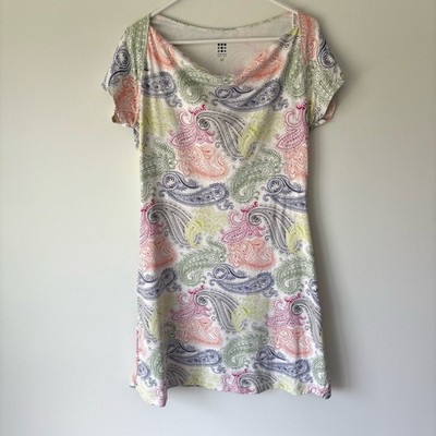 Title Nine Colorful Paisley Cowl Neck Short Sleeve Mini Athletic Dress Golf  | eBay