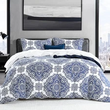 100% Cotton Home Damask Medallion Luxury Duvet Cover Set King Size Boho Paisley