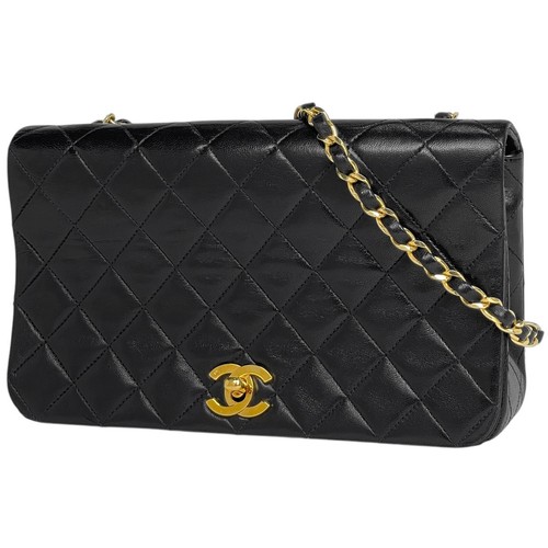 Chanel Shoulder Bag Matrasse single flap leather Black A03568 Women