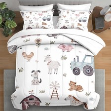 Comforter Set Twin Size, Farm Animal Cow 5 Pcs Bedding for and Adults, Autumn...
