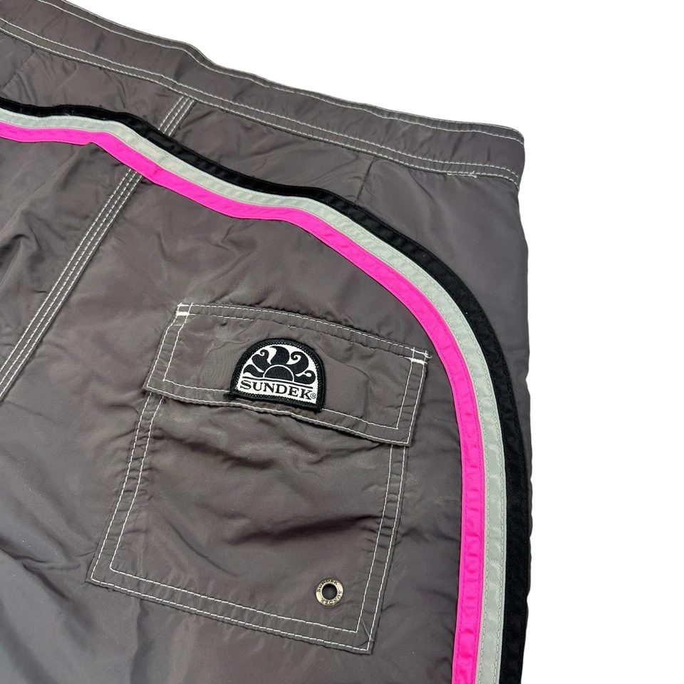 Rainbow Sundek Gray Pink Beach Board Shorts Swim Trunks Bath Suit Surf Size 32 - Image 2 of 4