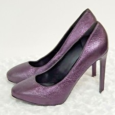 Nine West Womens 8 Pumps Purple Metallic Leather Stiletto Evening Heels Prom 