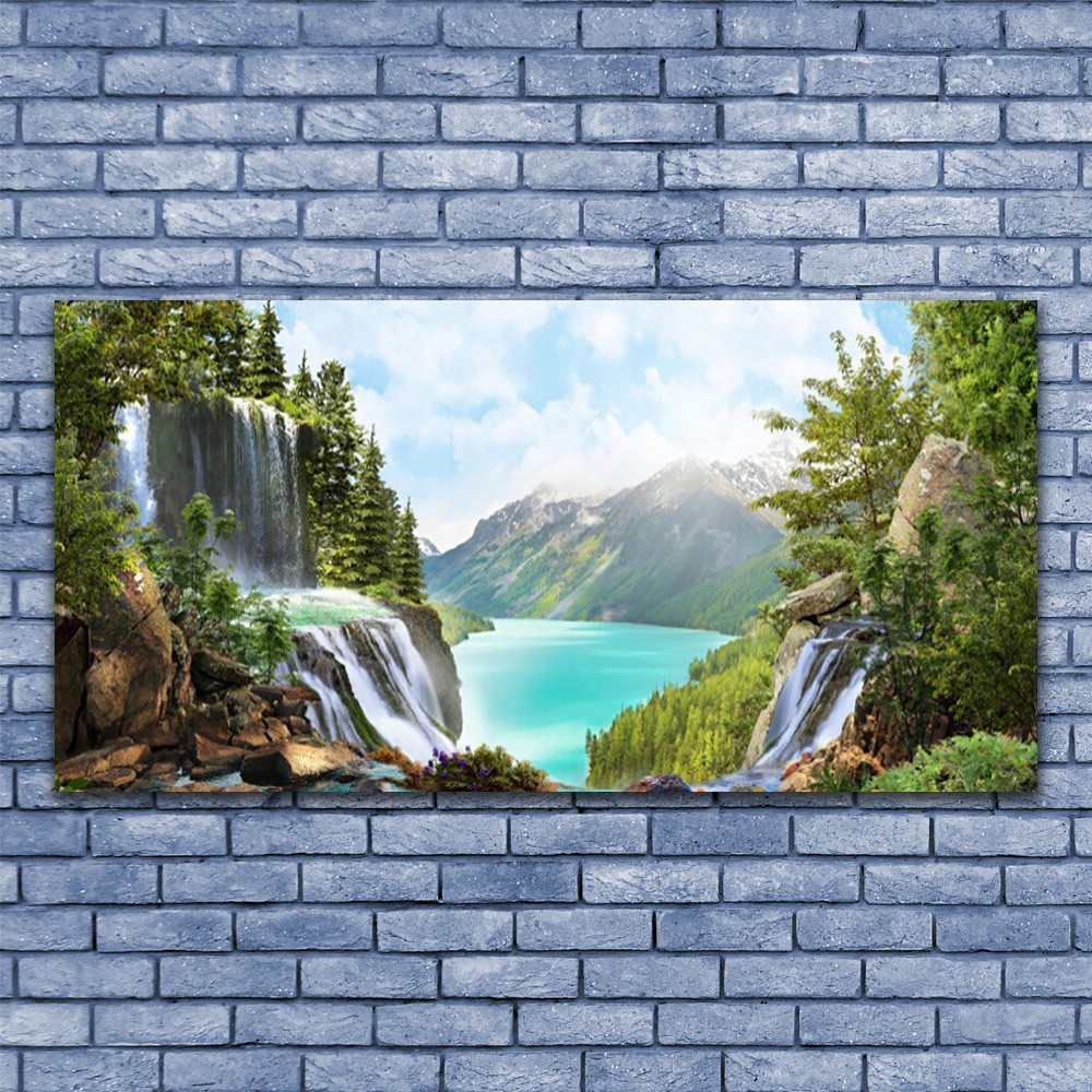 Tableau sous verre Nature Cascade Montagne 140x70, une invitation au voyage et à la sérénité