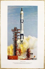 VINTAGE ORIGINAL NASA GEMINI LAUNCH PHOTO ART PRINT McDONNELL