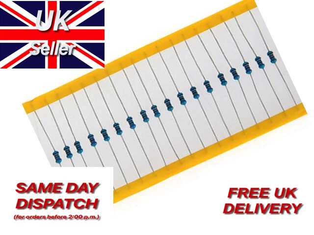 1/4W Metal Film Resistors ±1% 10 Ohm to 1M Ohm Assortment - Free P&P - UK Stock