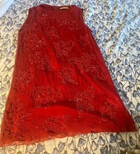 Alice & Olivia Dress Red Silk Beaded Mini Great Sz 2