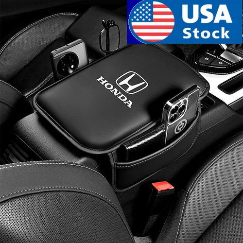 Car Armrest Cushion Cover Center Console Box Pad Mat with Pocket For Honda New