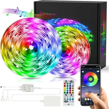 65.6FT LED Strip Light 5050 RGB Brighter 600 LED with APP & Remote Control