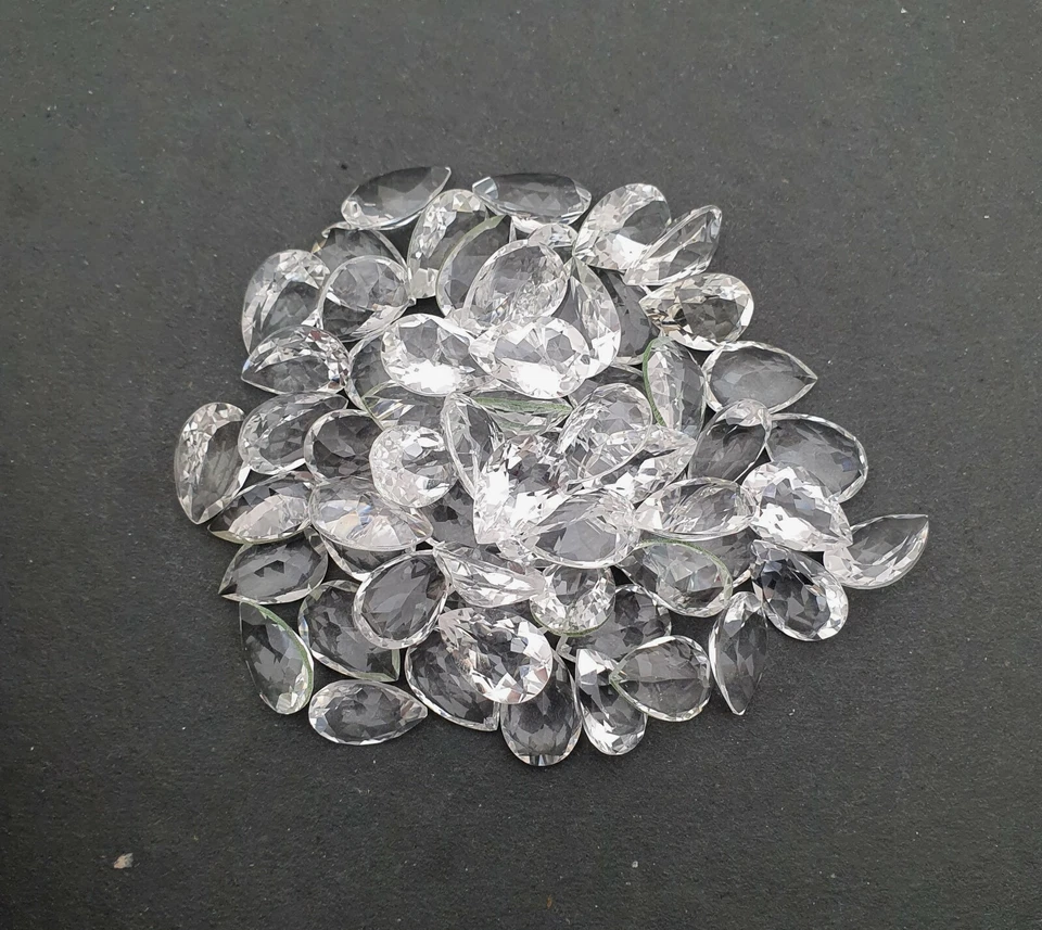 Lote de 20 piedras preciosas sueltas de cuarzo de cristal de roca natural corte pera 10*15 mm 100 CT Foto 3 de 3