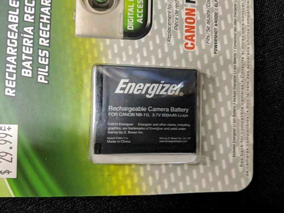 Batería recargable para cámara ENERGIZER ~ Reemplaza Canon NB-11L ~ 600 mAh ENB-C11L Foto 3 de 4