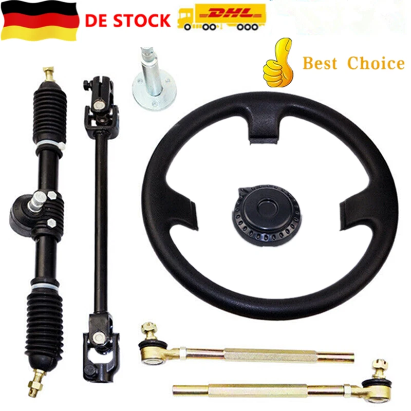 Go Kart-Lenkrad,Lenkgetriebe Lenkrad Montage Lenkung Satz für 110cc Go Kart   - Bild 2 von 4