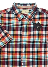 Men's The Normal Brand Short Sleeve Jasper Shirt in Red Plaid - Size XL