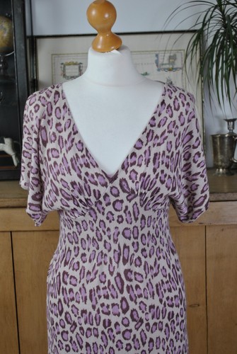Topshop Beige And Pink Animal Print Stylish Linen Blend Knit Top Blouse UK 10 - Picture 8 of 12
