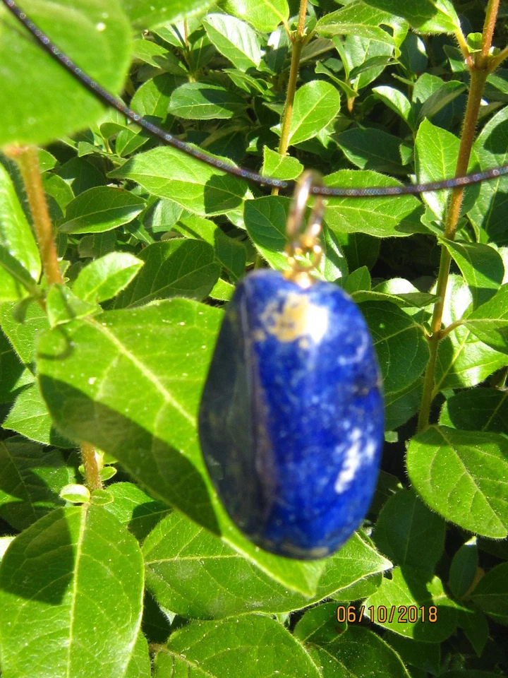 Lapis lazuli-pendentif collier *jonc réglable*bleu foncé-COLLIER- MINERAUX NEUFS - Photo 3/4
