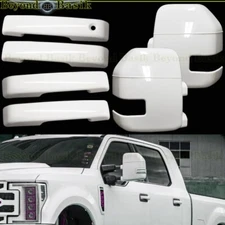 2023-2025 Ford F250-F550 4 Door Handle COVERS NoSK+FULL Mirrrors Z1 Oxford White