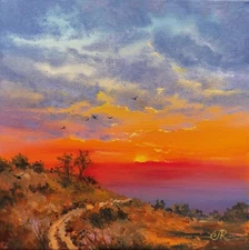 Original Oil Painting Sunset Painting Landscape