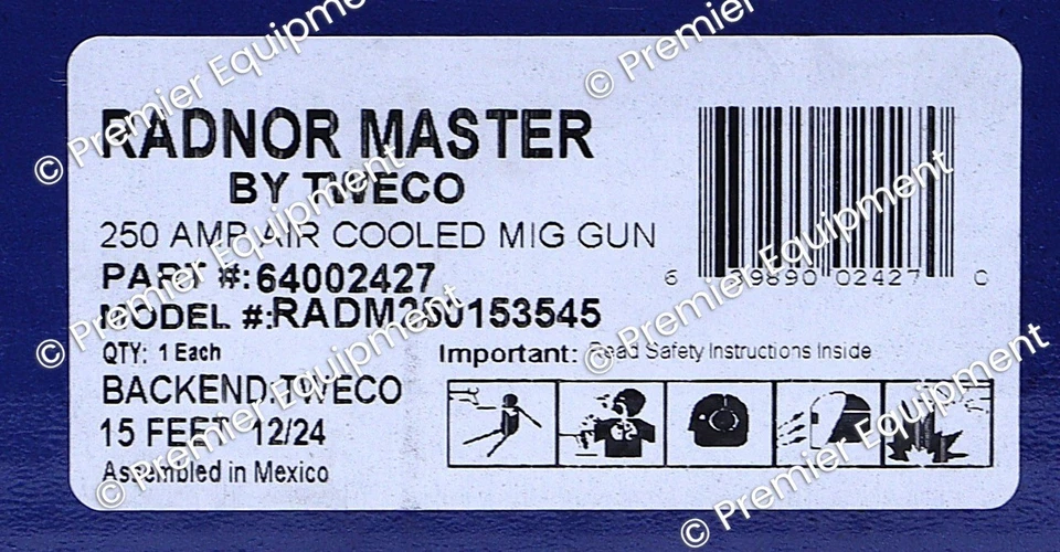 * NEW TWECO RADNOR MASTER RADM250153545 250 AMP AIR COOLED MIG GUN - Image 2 of 3