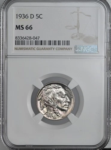 1936-D  5C BUFFALO NICKEL  "DENVER MINT"   NGC MS66 #8336428-047