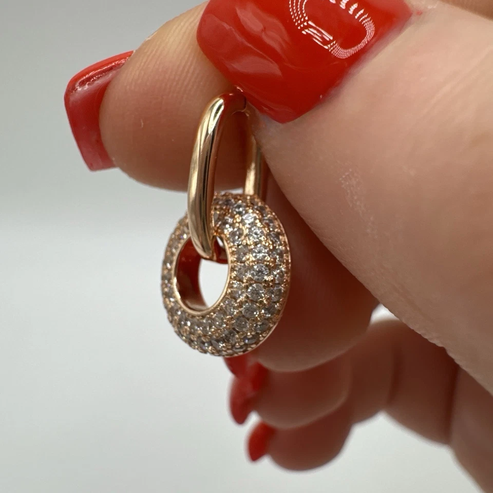 Colgante de oro laminado/oro 14 quilates - círculo de circonitas pavé - sello 585RG Foto 3 de 4