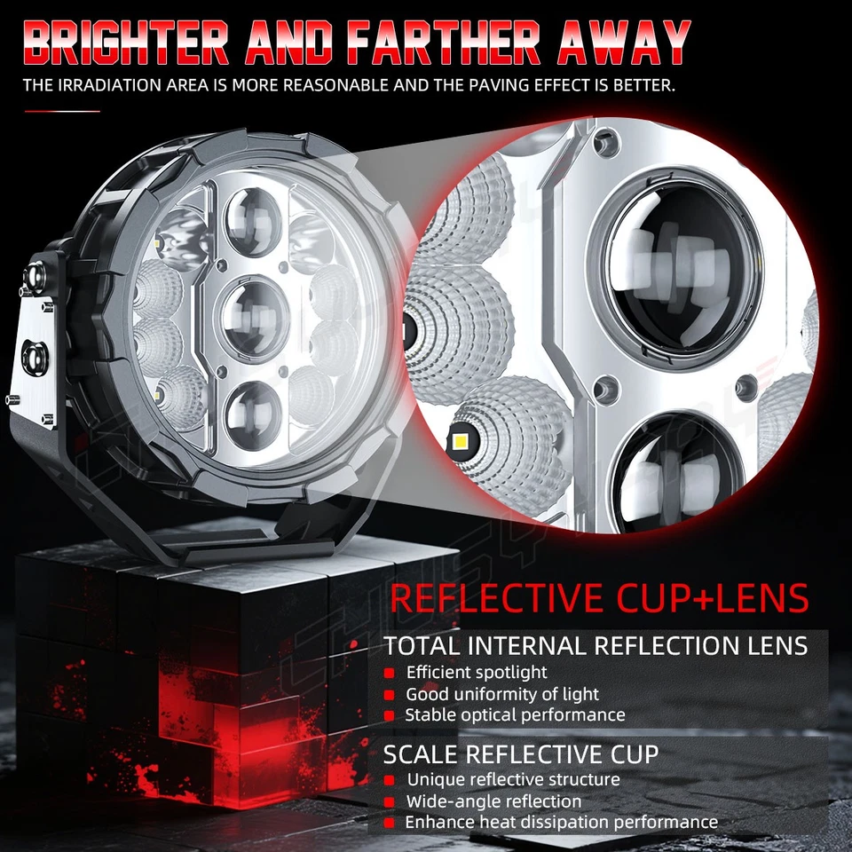 Vainas de luces de trabajo LED redondas de 2 piezas luces puntuales para camión todoterreno tractor 4X4 Foto 3 de 4