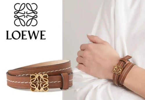 Bracciale doppio in pelle Loewe marrone