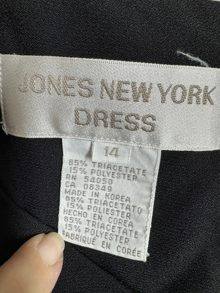 Jones New York Dress Womens 14 Maxi Asian Short Sleeve 90s Vintage Witchy Goth - Image 3 of 4