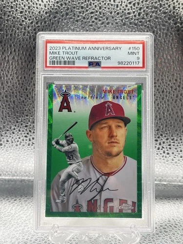 2023 Topps Chrome Platinum Anniversary /99 Mike Trout #150 Green Wave Refractor