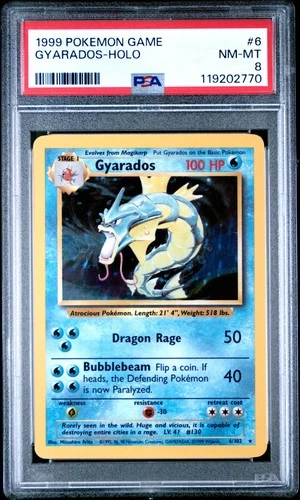 1999 Pokemon Base Set Gyarados Holo #6 Unlimited PSA 8 WOTC Vintage