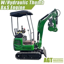 1 Ton Mini Excavator Tracked Crawler 13.5 HP B&S Gas Engine w/ Hydraulic Thumb